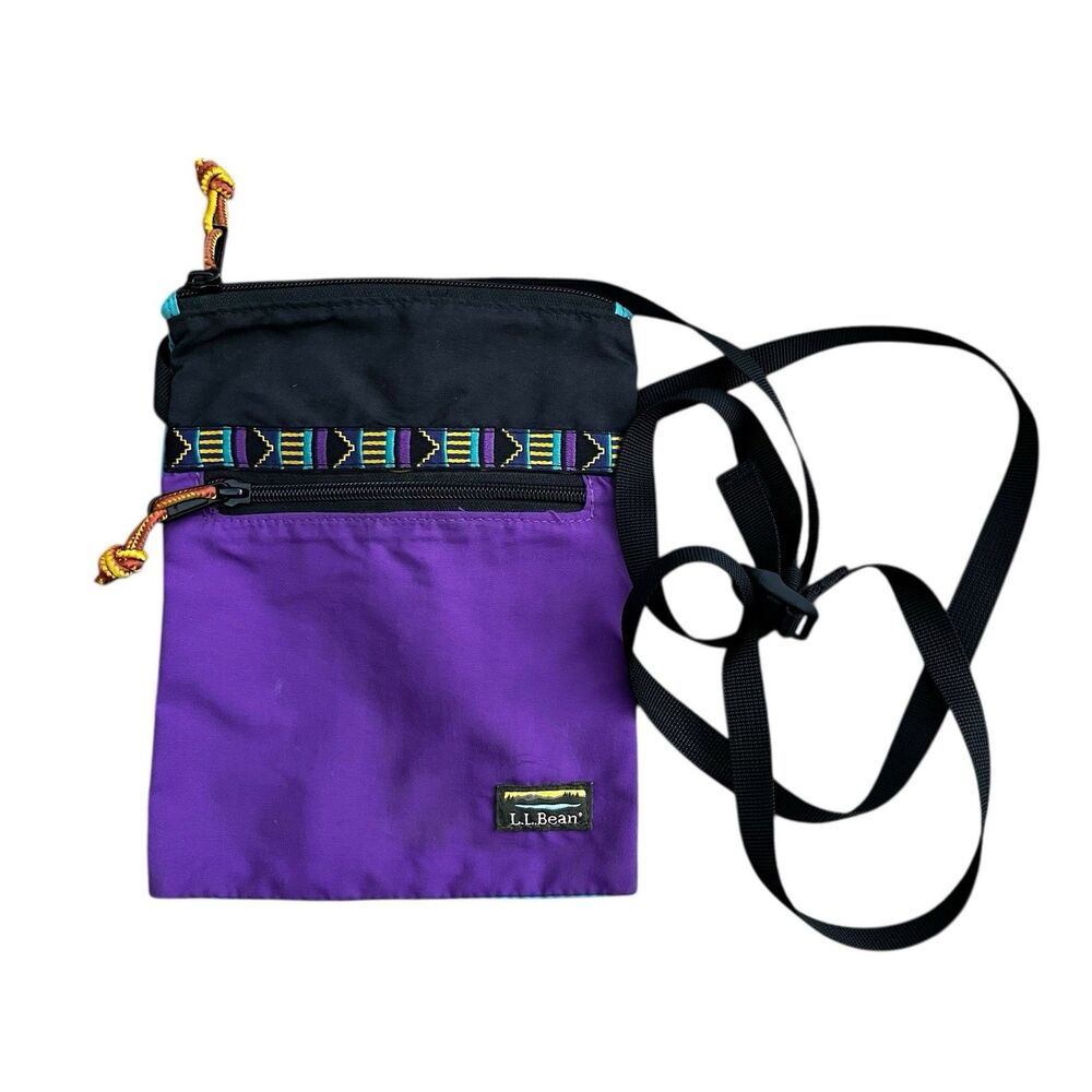 LL Bean Mountain Classic Crossbody Bag Water Resistant 2 Pocket Pouch Multicolor